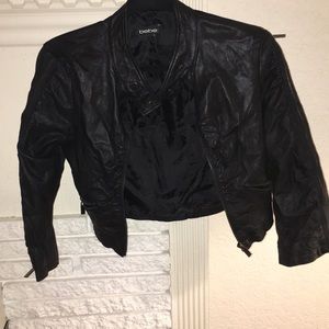Bebe Cropped Leather Jacket